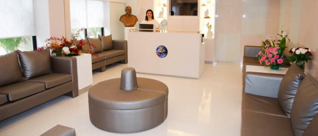 Reception desk in waiting area